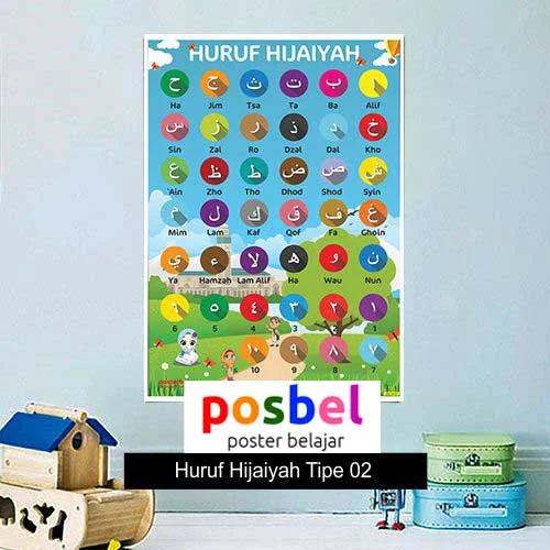 Hijaiyah tipe 2 poster belajar mainan anak edukatif edukasi bahasa inggris alat peraga