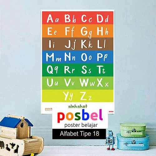 Alfabet tipe 18 poster belajar mainan anak edukatif edukasi bahasa inggris alat peraga