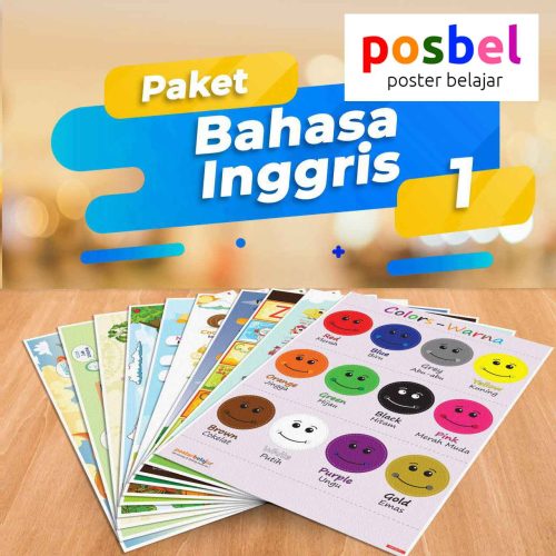 POSBEL paket bahasa inggris 1 isi 10 poster belajar mainan anak edukatif edukasi bahasa inggris alat peraga pendidikan